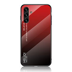 Carcasa Bumper Funda Silicona Espejo Gradiente Arco iris LS1 para Samsung Galaxy A04s Rojo