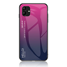 Carcasa Bumper Funda Silicona Espejo Gradiente Arco iris LS1 para Samsung Galaxy A05 Rosa Roja