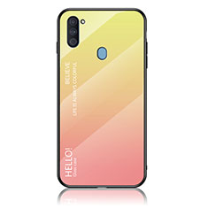 Carcasa Bumper Funda Silicona Espejo Gradiente Arco iris LS1 para Samsung Galaxy A11 Amarillo