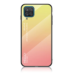 Carcasa Bumper Funda Silicona Espejo Gradiente Arco iris LS1 para Samsung Galaxy A12 5G Amarillo