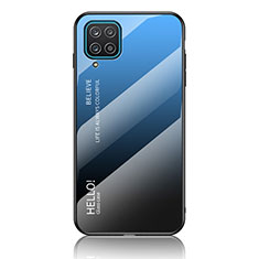 Carcasa Bumper Funda Silicona Espejo Gradiente Arco iris LS1 para Samsung Galaxy A12 5G Azul