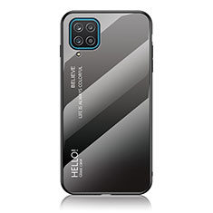 Carcasa Bumper Funda Silicona Espejo Gradiente Arco iris LS1 para Samsung Galaxy A12 5G Gris Oscuro