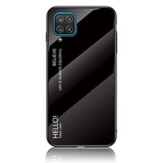 Carcasa Bumper Funda Silicona Espejo Gradiente Arco iris LS1 para Samsung Galaxy A12 5G Negro