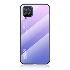 Carcasa Bumper Funda Silicona Espejo Gradiente Arco iris LS1 para Samsung Galaxy A12 5G Purpura Claro
