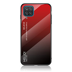 Carcasa Bumper Funda Silicona Espejo Gradiente Arco iris LS1 para Samsung Galaxy A12 5G Rojo