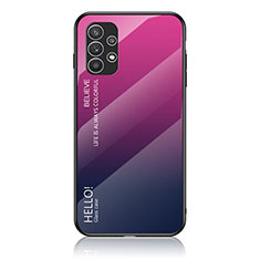 Carcasa Bumper Funda Silicona Espejo Gradiente Arco iris LS1 para Samsung Galaxy A23 5G Rosa Roja