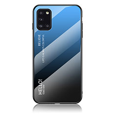 Carcasa Bumper Funda Silicona Espejo Gradiente Arco iris LS1 para Samsung Galaxy A31 Azul