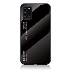 Carcasa Bumper Funda Silicona Espejo Gradiente Arco iris LS1 para Samsung Galaxy A31 Negro