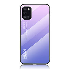 Carcasa Bumper Funda Silicona Espejo Gradiente Arco iris LS1 para Samsung Galaxy A31 Purpura Claro