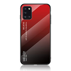 Carcasa Bumper Funda Silicona Espejo Gradiente Arco iris LS1 para Samsung Galaxy A31 Rojo