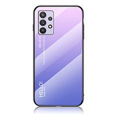 Carcasa Bumper Funda Silicona Espejo Gradiente Arco iris LS1 para Samsung Galaxy A32 5G Purpura Claro