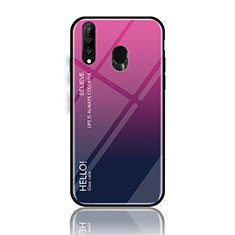 Carcasa Bumper Funda Silicona Espejo Gradiente Arco iris LS1 para Samsung Galaxy A40s Rosa Roja