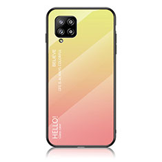 Carcasa Bumper Funda Silicona Espejo Gradiente Arco iris LS1 para Samsung Galaxy A42 5G Amarillo