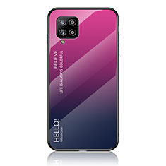 Carcasa Bumper Funda Silicona Espejo Gradiente Arco iris LS1 para Samsung Galaxy A42 5G Rosa Roja