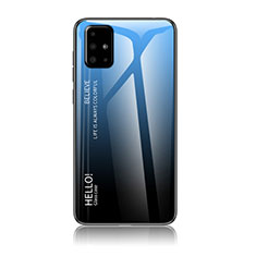 Carcasa Bumper Funda Silicona Espejo Gradiente Arco iris LS1 para Samsung Galaxy A51 5G Azul