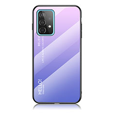 Carcasa Bumper Funda Silicona Espejo Gradiente Arco iris LS1 para Samsung Galaxy A52 5G Purpura Claro