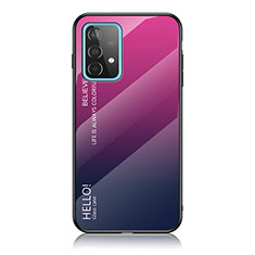Carcasa Bumper Funda Silicona Espejo Gradiente Arco iris LS1 para Samsung Galaxy A52s 5G Rosa Roja