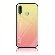 Carcasa Bumper Funda Silicona Espejo Gradiente Arco iris LS1 para Samsung Galaxy A60 Amarillo