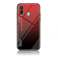 Carcasa Bumper Funda Silicona Espejo Gradiente Arco iris LS1 para Samsung Galaxy A60 Rojo