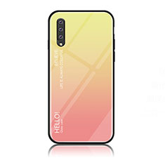 Carcasa Bumper Funda Silicona Espejo Gradiente Arco iris LS1 para Samsung Galaxy A70 Amarillo