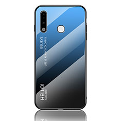 Carcasa Bumper Funda Silicona Espejo Gradiente Arco iris LS1 para Samsung Galaxy A70E Azul
