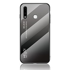 Carcasa Bumper Funda Silicona Espejo Gradiente Arco iris LS1 para Samsung Galaxy A70E Gris Oscuro