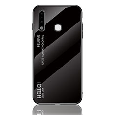 Carcasa Bumper Funda Silicona Espejo Gradiente Arco iris LS1 para Samsung Galaxy A70E Negro