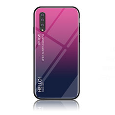Carcasa Bumper Funda Silicona Espejo Gradiente Arco iris LS1 para Samsung Galaxy A70S Rosa Roja