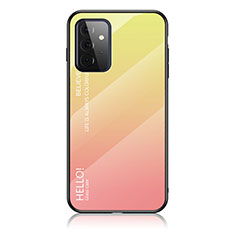 Carcasa Bumper Funda Silicona Espejo Gradiente Arco iris LS1 para Samsung Galaxy A72 5G Amarillo