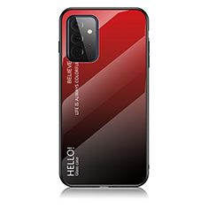 Carcasa Bumper Funda Silicona Espejo Gradiente Arco iris LS1 para Samsung Galaxy A72 5G Rojo