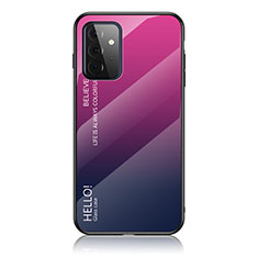 Carcasa Bumper Funda Silicona Espejo Gradiente Arco iris LS1 para Samsung Galaxy A72 5G Rosa Roja