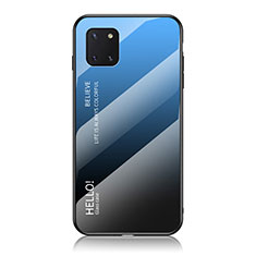 Carcasa Bumper Funda Silicona Espejo Gradiente Arco iris LS1 para Samsung Galaxy A81 Azul