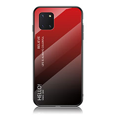 Carcasa Bumper Funda Silicona Espejo Gradiente Arco iris LS1 para Samsung Galaxy A81 Rojo