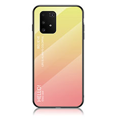 Carcasa Bumper Funda Silicona Espejo Gradiente Arco iris LS1 para Samsung Galaxy A91 Amarillo
