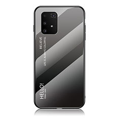 Carcasa Bumper Funda Silicona Espejo Gradiente Arco iris LS1 para Samsung Galaxy A91 Gris Oscuro