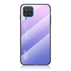 Carcasa Bumper Funda Silicona Espejo Gradiente Arco iris LS1 para Samsung Galaxy F12 Purpura Claro