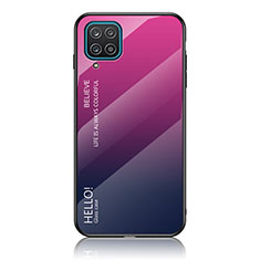 Carcasa Bumper Funda Silicona Espejo Gradiente Arco iris LS1 para Samsung Galaxy F12 Rosa Roja