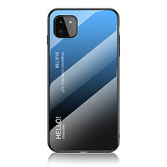 Carcasa Bumper Funda Silicona Espejo Gradiente Arco iris LS1 para Samsung Galaxy F42 5G Azul