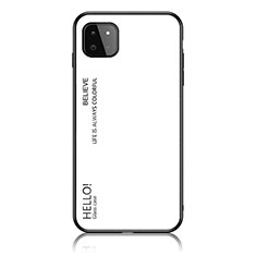 Carcasa Bumper Funda Silicona Espejo Gradiente Arco iris LS1 para Samsung Galaxy F42 5G Blanco