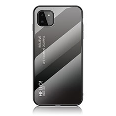 Carcasa Bumper Funda Silicona Espejo Gradiente Arco iris LS1 para Samsung Galaxy F42 5G Gris Oscuro