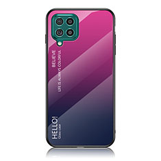Carcasa Bumper Funda Silicona Espejo Gradiente Arco iris LS1 para Samsung Galaxy F62 5G Rosa Roja