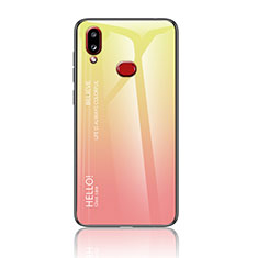 Carcasa Bumper Funda Silicona Espejo Gradiente Arco iris LS1 para Samsung Galaxy M01s Amarillo