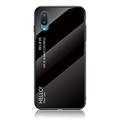 Carcasa Bumper Funda Silicona Espejo Gradiente Arco iris LS1 para Samsung Galaxy M02 Negro