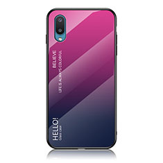 Carcasa Bumper Funda Silicona Espejo Gradiente Arco iris LS1 para Samsung Galaxy M02 Rosa Roja