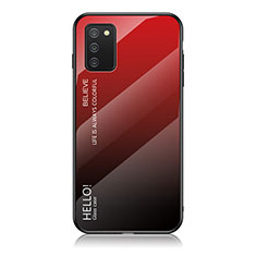 Carcasa Bumper Funda Silicona Espejo Gradiente Arco iris LS1 para Samsung Galaxy M02s Rojo