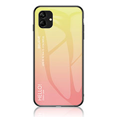 Carcasa Bumper Funda Silicona Espejo Gradiente Arco iris LS1 para Samsung Galaxy M04 Amarillo