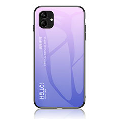 Carcasa Bumper Funda Silicona Espejo Gradiente Arco iris LS1 para Samsung Galaxy M04 Purpura Claro