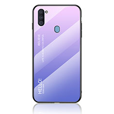 Carcasa Bumper Funda Silicona Espejo Gradiente Arco iris LS1 para Samsung Galaxy M11 Purpura Claro