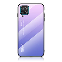 Carcasa Bumper Funda Silicona Espejo Gradiente Arco iris LS1 para Samsung Galaxy M12 Purpura Claro