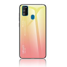 Carcasa Bumper Funda Silicona Espejo Gradiente Arco iris LS1 para Samsung Galaxy M21 Amarillo